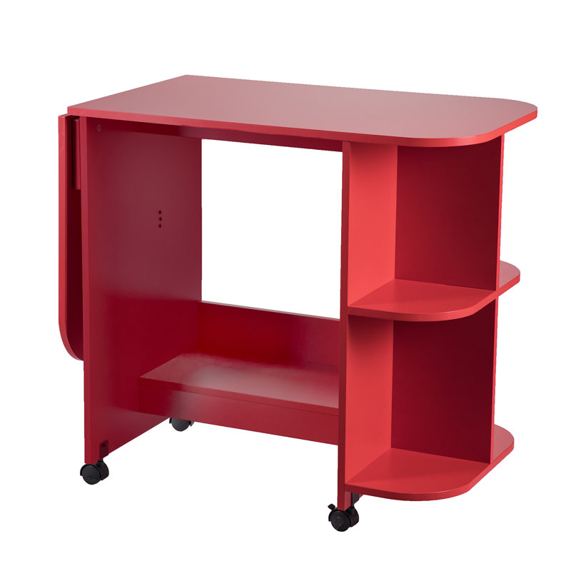 Duncan 51'' x 19'' Sewing Table with Sewing Machine Platform, Red
