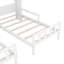 Lit plateforme simple double avec tête de lit en forme de maison et table de chevet intégrée, blanc