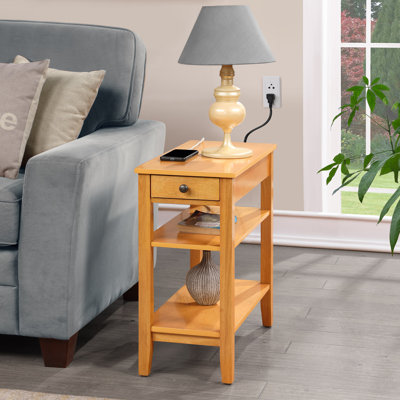 Carbin 24'' Tall End Table with 1 Drawer and Built in Outlets