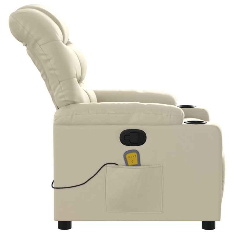 Fauteuil de massage en faux cuir, Similicuir crème, Manual