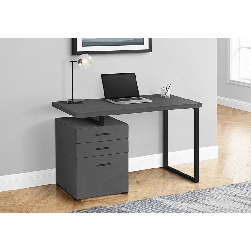 Bureau d'ordinateur moderne de 48 pouces avec installation réversible et tiroirs de rangement pour l'efficacité du bureau à domicile.