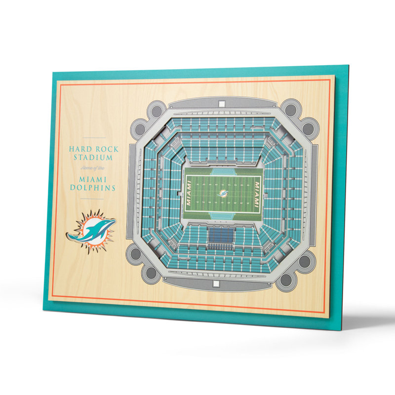 NFL 5-Layer Stadiumview Wall Art, Miami Dolphins, Teal