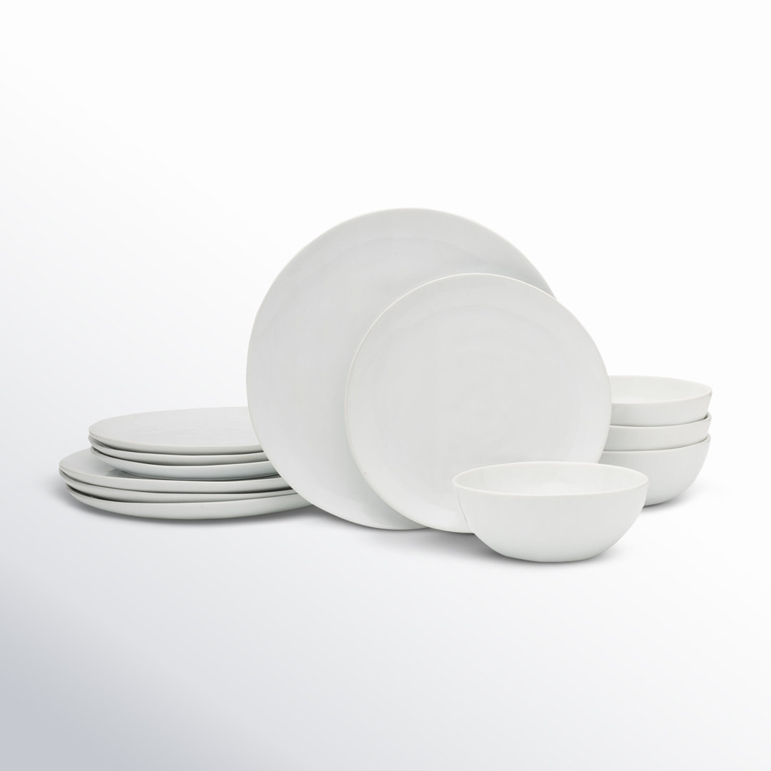 Max Organic 12-Piece Porcelain Dinnerware Set, Service for 4 Birch Lane™