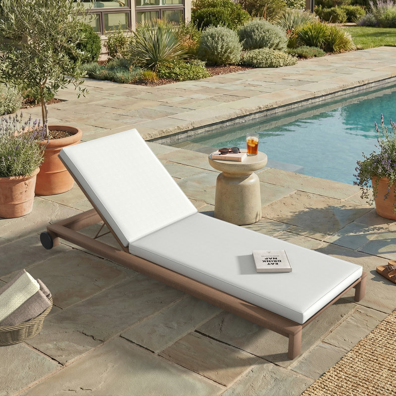 Outdoor Chaise Cushion With Sunbrella Fabric, 24" W x 73" D, Sunbrella® Canvas White
