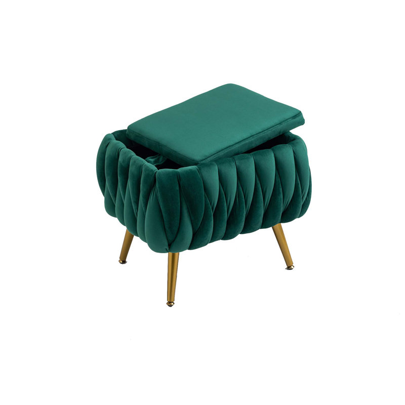 Misheel Velvet Barrel Chair with Ottoman, Emerald Velvet