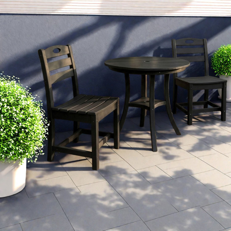 Ensembles de salle à manger compacts en PEHD, design noir intemporel pour les petits espaces extérieurs