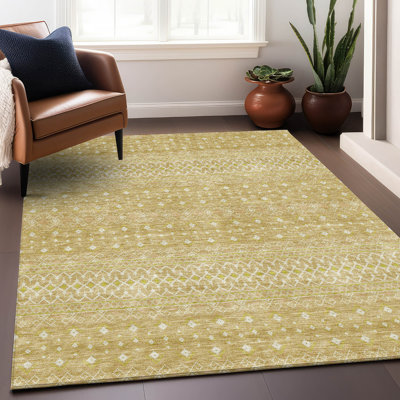 Premium Machine Washable Prisco Gold Rug