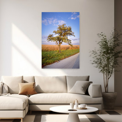 Arbre sur le bord de la route, Central Illinois, États-Unis, art mural contemporain