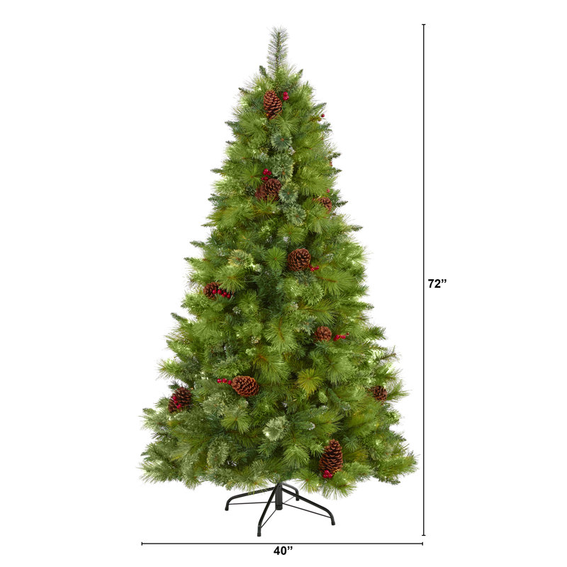 6 pi Arbre de Noël artificiel Montana avec pommes de pin, baies et 814 branches flexibles Montana