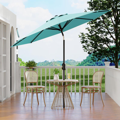 Outdoor Market Patio Umbrella with Crank and Push Button Tilt, Table Umbrella with 8 Sturdy Ribs UV Protection for Garden Deck Pool