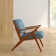 Desi Retro Button Tufted Upholstered Arm Chair with Angled Wood Frame