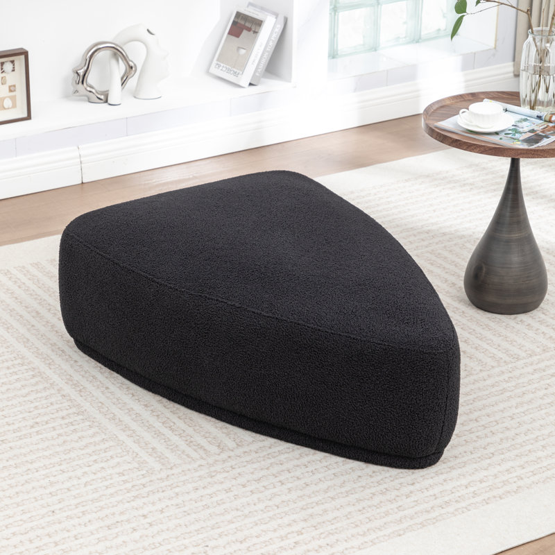 Sam Faux Fur Upholstered Ottoman, Black