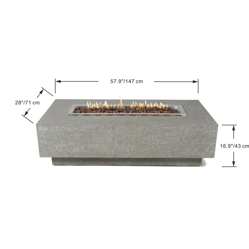 Elementi Kingsale 58" Propane Fire Pit Table Bundle Includes Windscreen And Burner Pan Lid