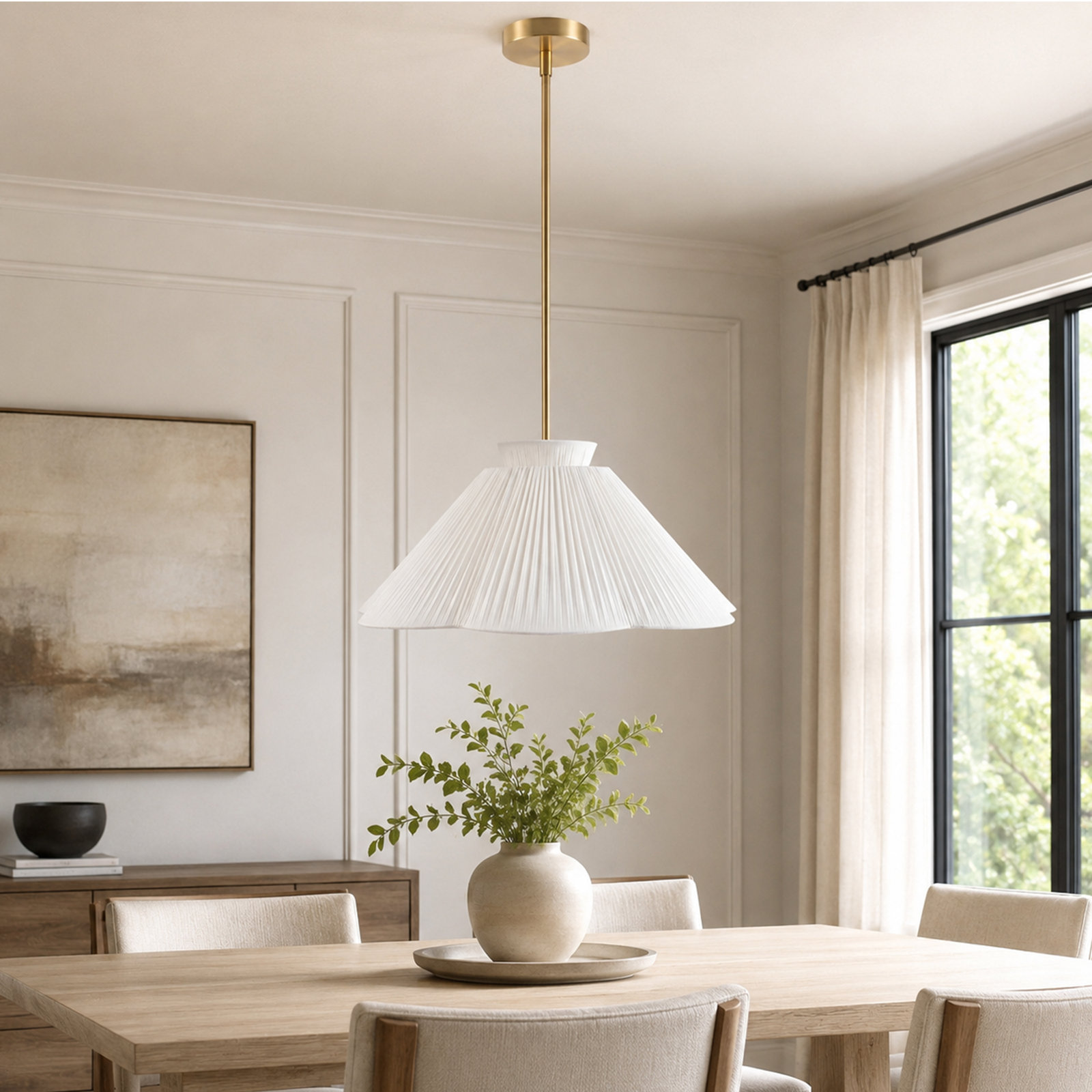 Dimmable Brass Single Light Pendant, NEROLI (Brass) Pendant Lamp, Large