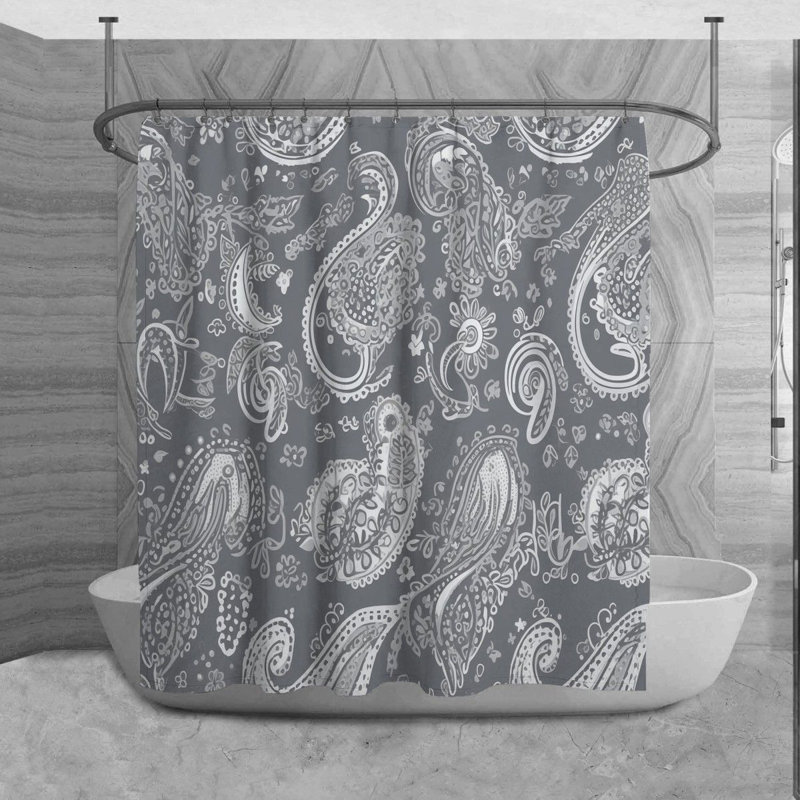 Rideau de douche à motif cachemire Laraib, H 93 po x l 70 po