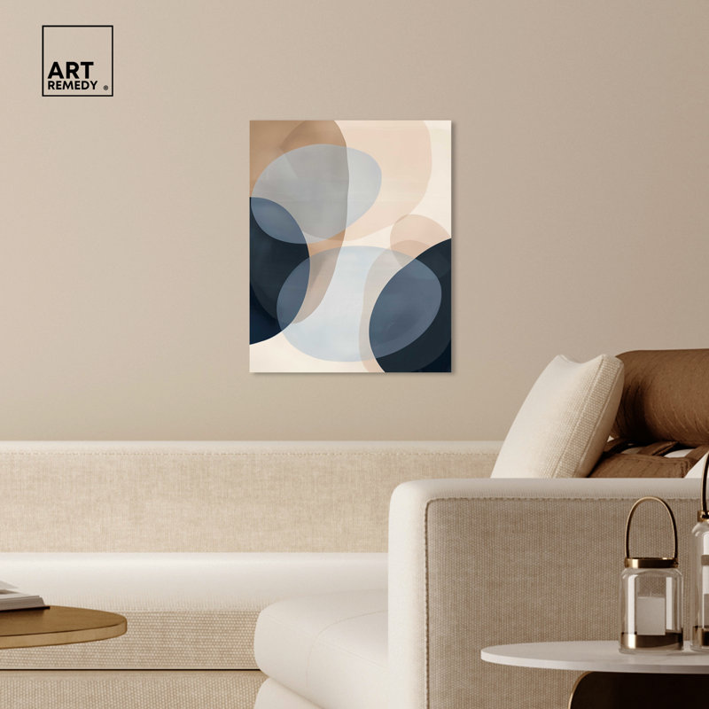 Abstract Shapes Beige and Blue 20" x 24" Canvas Wall Art