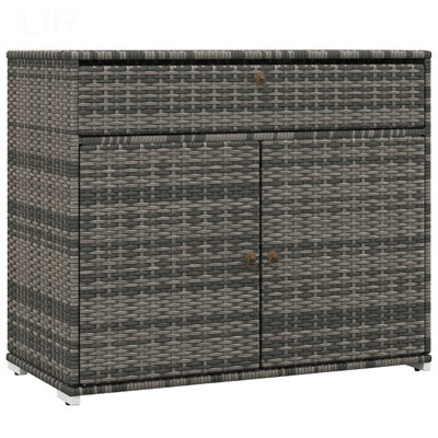 Outdoor Towel Rack & Pool Toy Cabinet, Hot Tub Accessory Storage, Freestanding PE Rattan Wicker Cabinet With Drawer For Indoor, Outdoor Swimming Pool, Spa