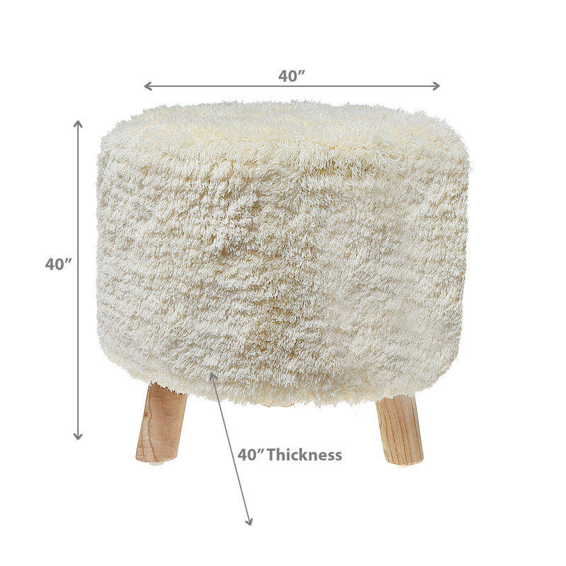 Pouf en bois tissé à la main, Crème