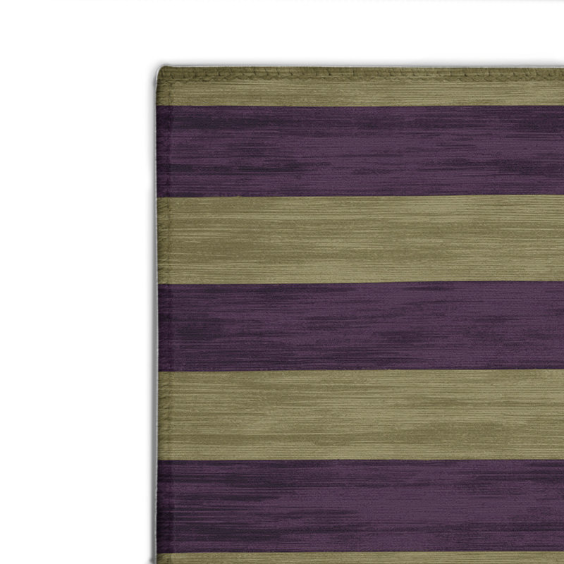 HorizontalStripes Purple Indoor and Outdoor Area Rug, Rectangle 4' x 6'
