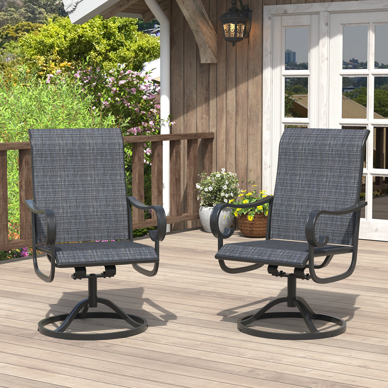 Chaise berçante d'extérieur pivotante à 360 ° en polyester enduit de PVC, Noir