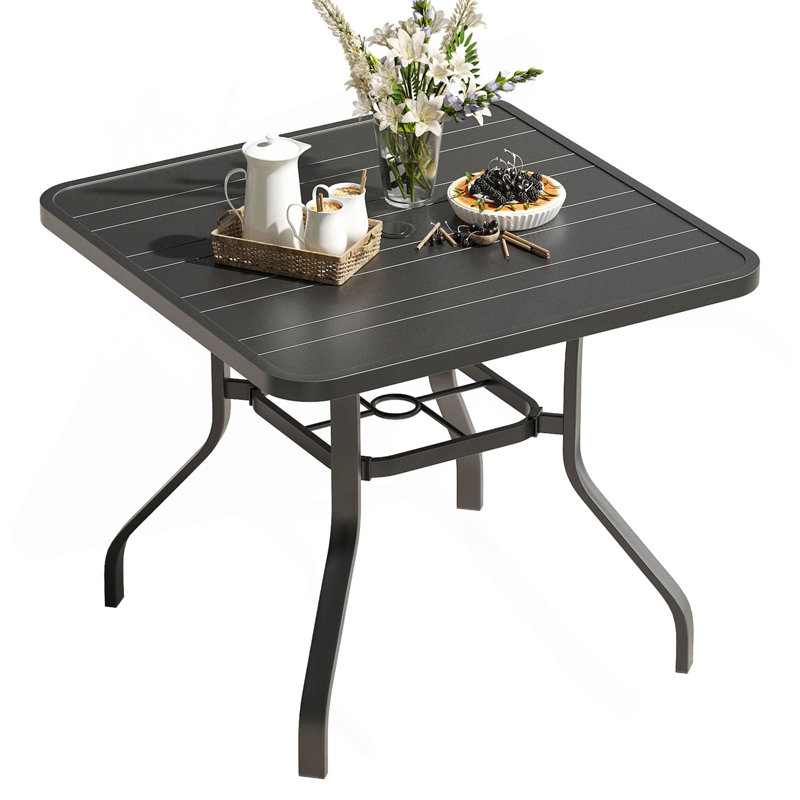 Outdoor Dining Table, Patio Dining Table With 1.57" Umbrella Hole, Outdoor Metal Furniture For Patio, Graden, Backyard And Poolside, Weather-Resistant