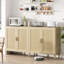 Buffet 70 po avec tablettes réglables, poignées en bois massif de haute qualité, capacité de charge naturelle de 4 portes pour la cuisine, facile à entretenir-622838805