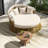 Outdoor Patio Rattan Round Daybed With Adjustable & Retractable Canopy ｜Wicker Furniture Round Poolside Sofa Sunbed With Removable Cushions In Beige｜ Backyard, Porch
