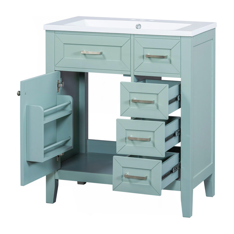Ensemble de meuble-lavabo 30 po avec lavabo, armoire de salle de bain avec tiroirs, structure solide et panneau de fibres à densité moyenne