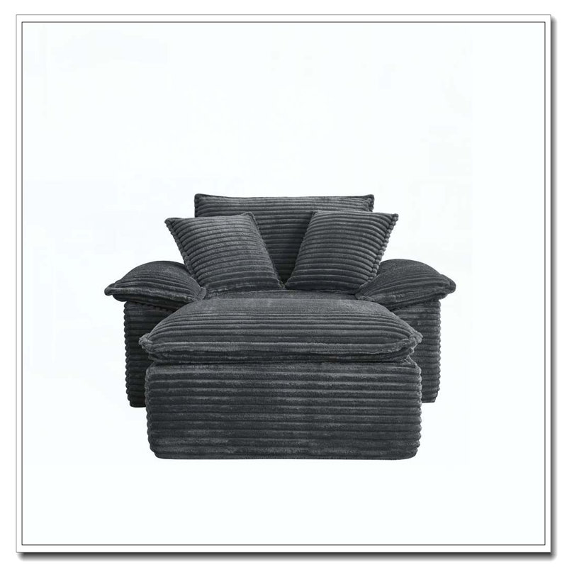 Fauteuil surdimensionné et demi 47 po, Gris