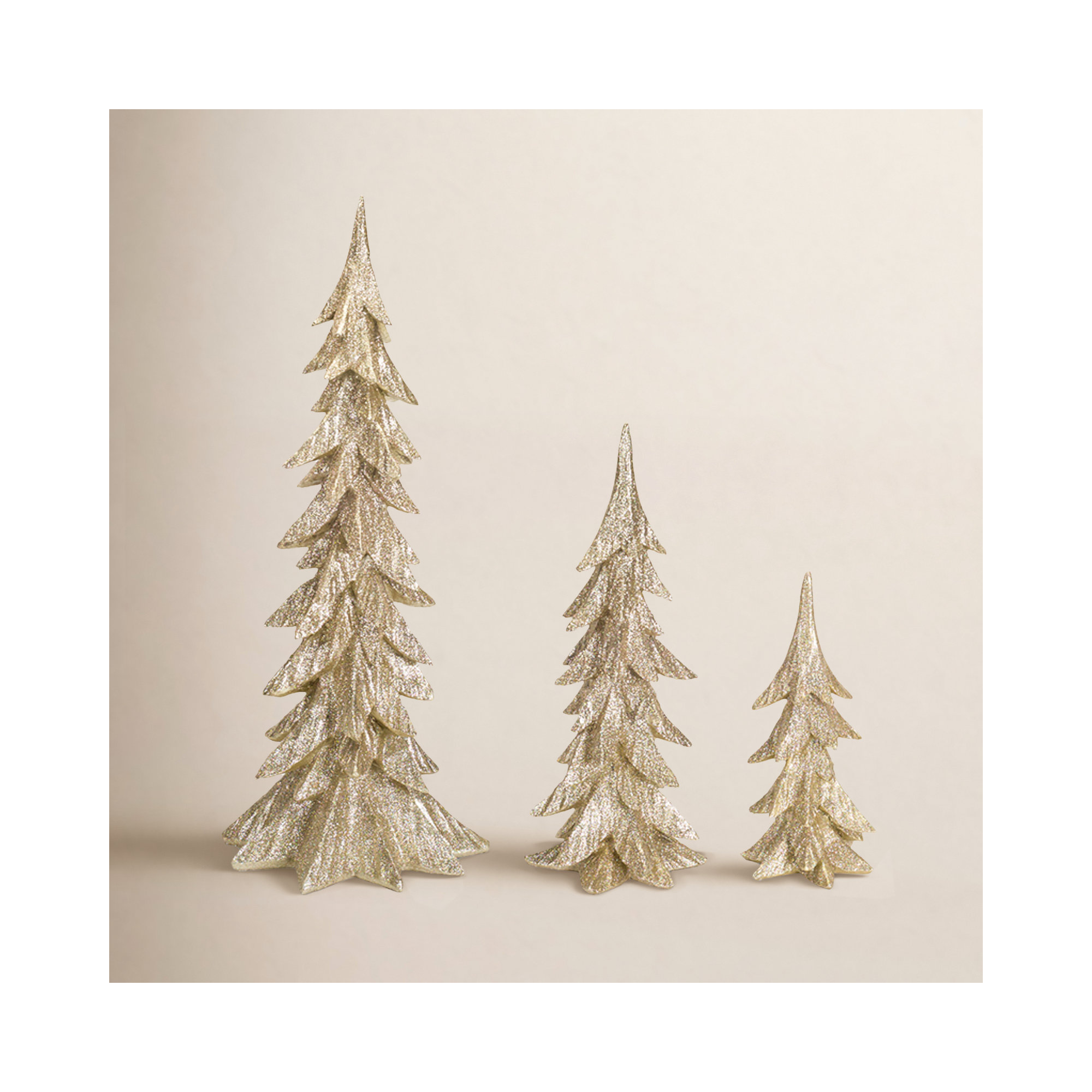 3 Piece Resin Trees Set, Gold