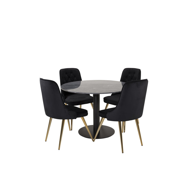 Scruggs 4 - Person Dining Set, Black, Black, Black