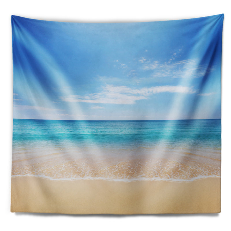 Tapisserie bleu ciel large de mer, H 50 po x l 60 po