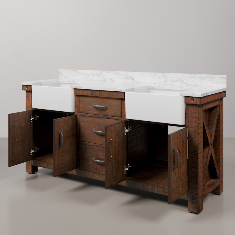 Paisley 72'' W Double Vanity, Rustic Sienna, No