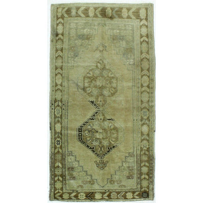 One-of-a-Kind 3'11" X 7'8" Wool Area Rug in Ivory/Light Brown/Black