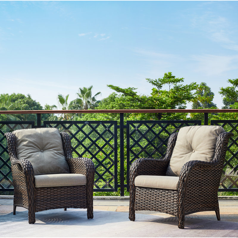Chaises longues d'extérieur en rotin avec coussins Deb Wicker, Gris, Brun