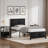Laurea 3 Piece Bedroom Set, Industrial Bed Frame with 2 Nightstands Set, Metal Platform Bed with Wood Headboard & Footboard, Farmhouse Bedroom Furniture Set with Charging End Tables, 2 AC Outlets & 2 USB Ports, No Box Spring Needed-1962201626-1962201644