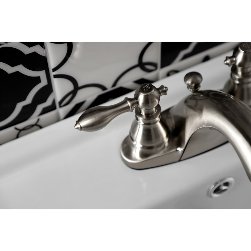 Robinet pour salle de bain avec ensemble de drain central à, Nickel brossé