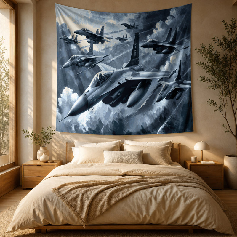 Tapisserie murale Trans jets et bombardiers, 88 po x 104 po
