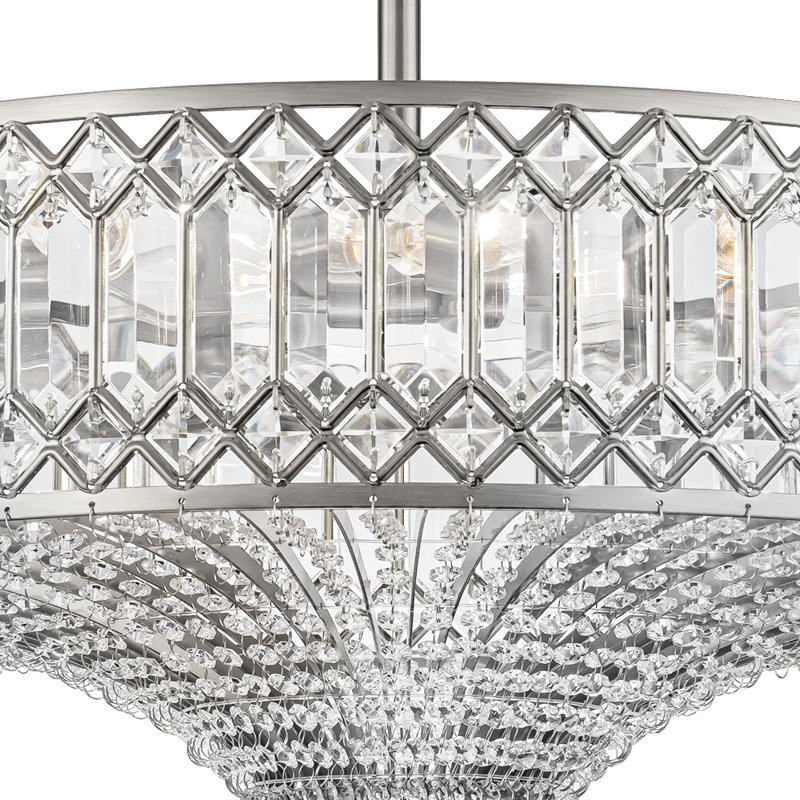 Kessler 6-Light Modern Crystal Semi Flush Mount Ceiling Light, Chrome