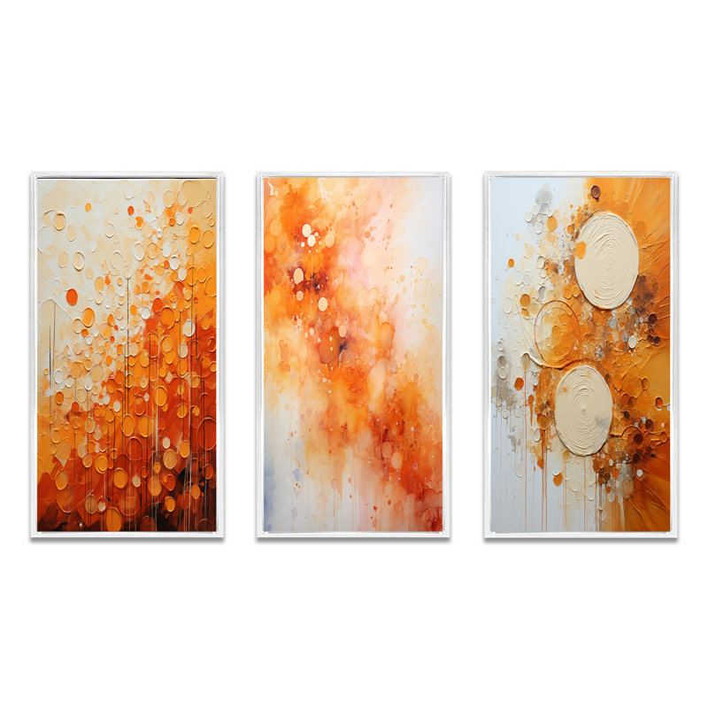 «Tangerine Tango», 3 pièces, H 28 po x l 36 po, Cadre blanc