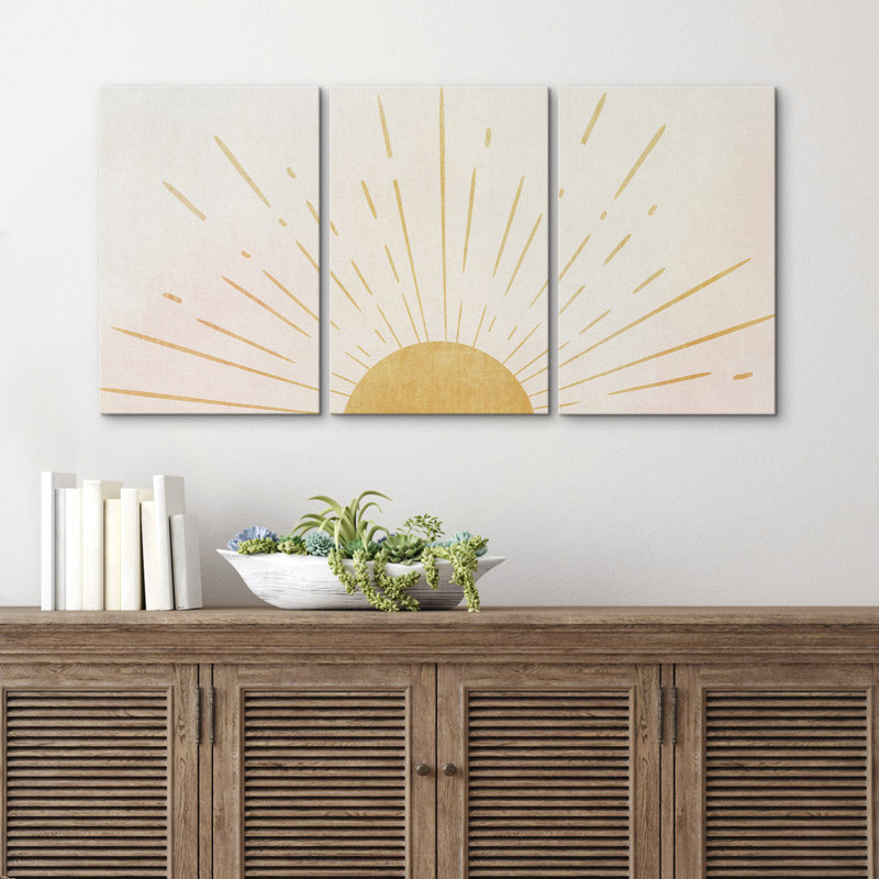 "Bright Bright Yellow Burst", Neutral Abstract , H 24 po x l 48 po, Toile tendue, Sans cadre