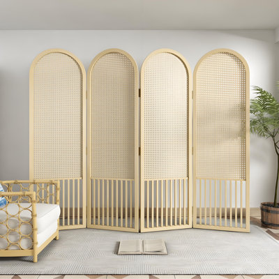 Rattan Wooden Folding Screen