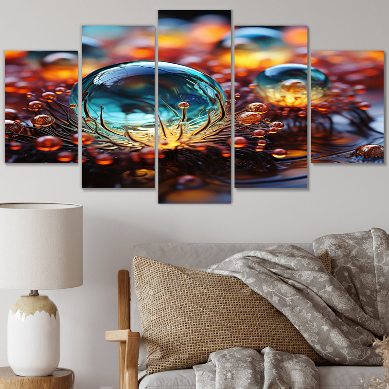 3D Molecules Microscopic Wonders I - Reproduction d'art abstrait formes abstraites - 5 panneaux