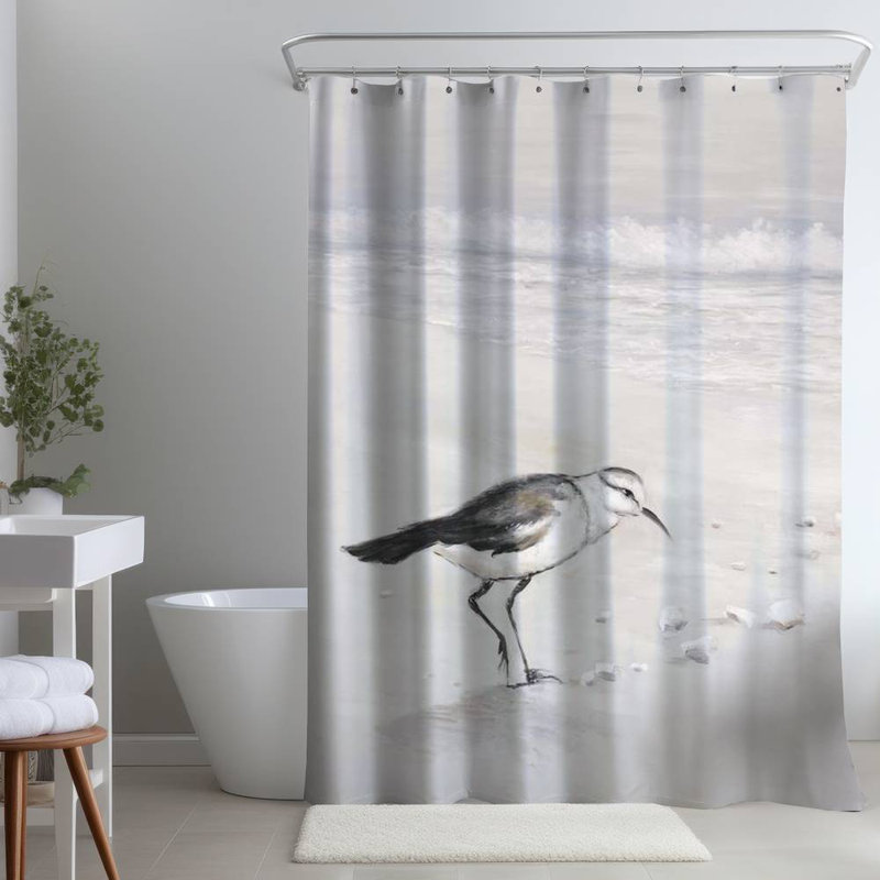 Shower Curtain AN98 – Polyester Shower Curtain, Dye Sublimation Print, 71" W × 74" L, White/Gray