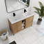 Meuble-lavabo autoportant avec lavabo double, charnière de porte à fermeture douce (ensemble KD)