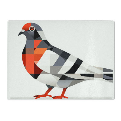 Pigeon Artwork  Glass Chopping Board