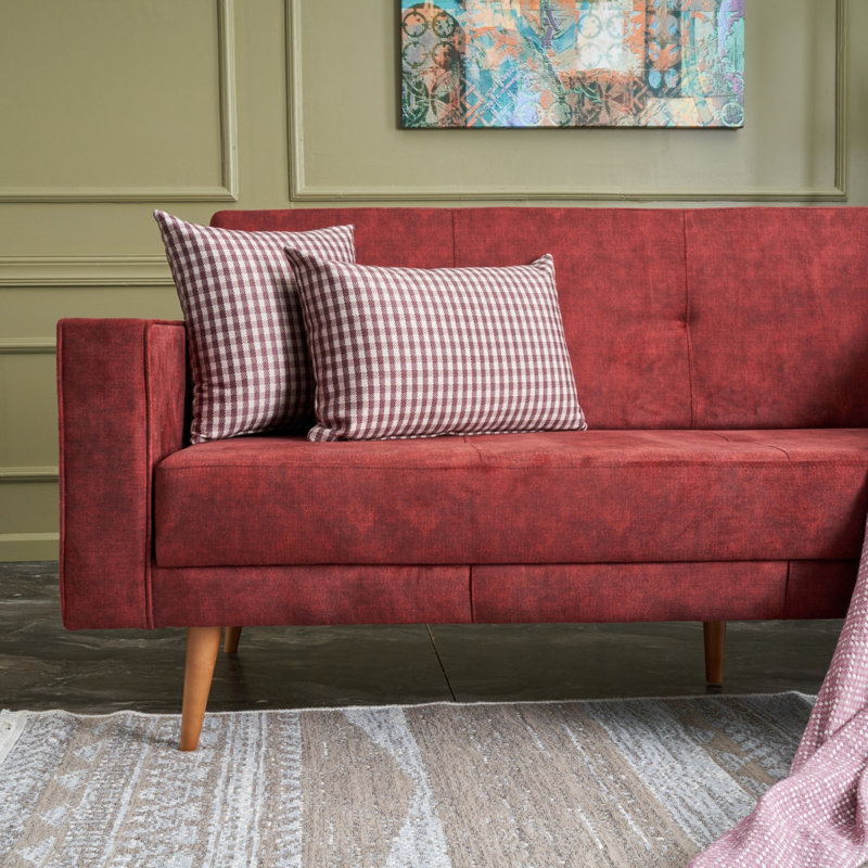 Canapé-lit rembourré 84,3 po, 100 % polyester rouge