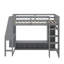 Lit mezzanine en bois avec bureau, étagères à rangement multiples, DEL et portemanteau suspendu-238801069