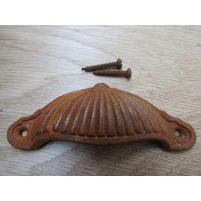 Ridged Cup Pull Handle Antique Copper