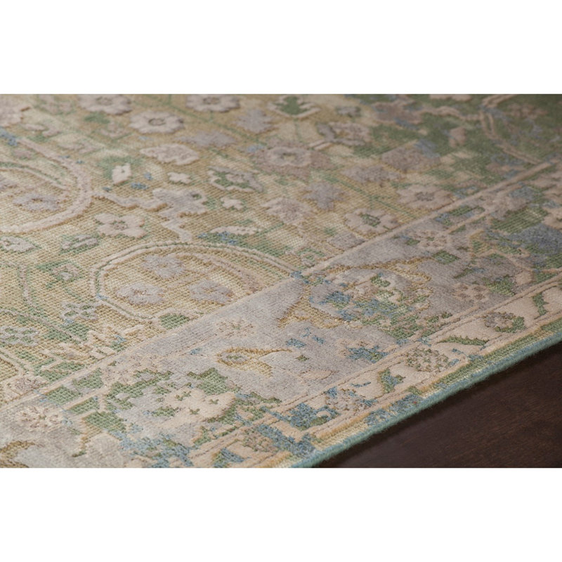 Tapis oriental noué à la main Vingel Authentic - vert / beige, Rectangle 5 pi x 7 pi 6 po